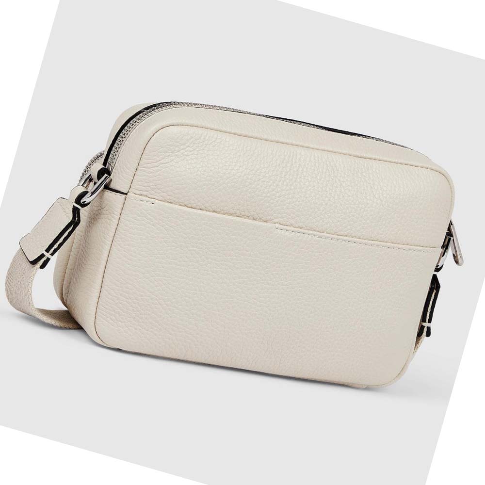 Men's Ecco Textureblock Camera Shoulder Bags White | Canada 789RVD